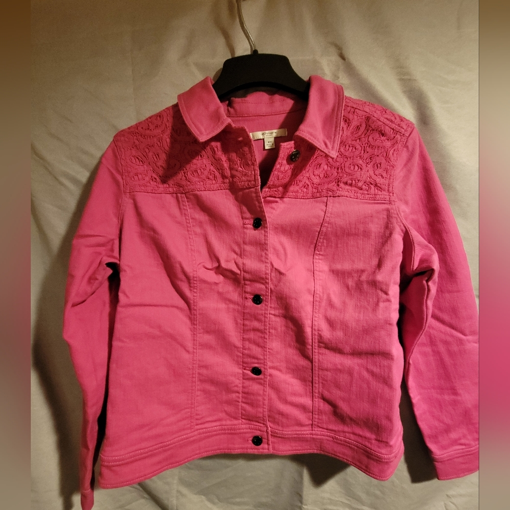 NWOT Liz Claiborne pink denim jacket sz 18W